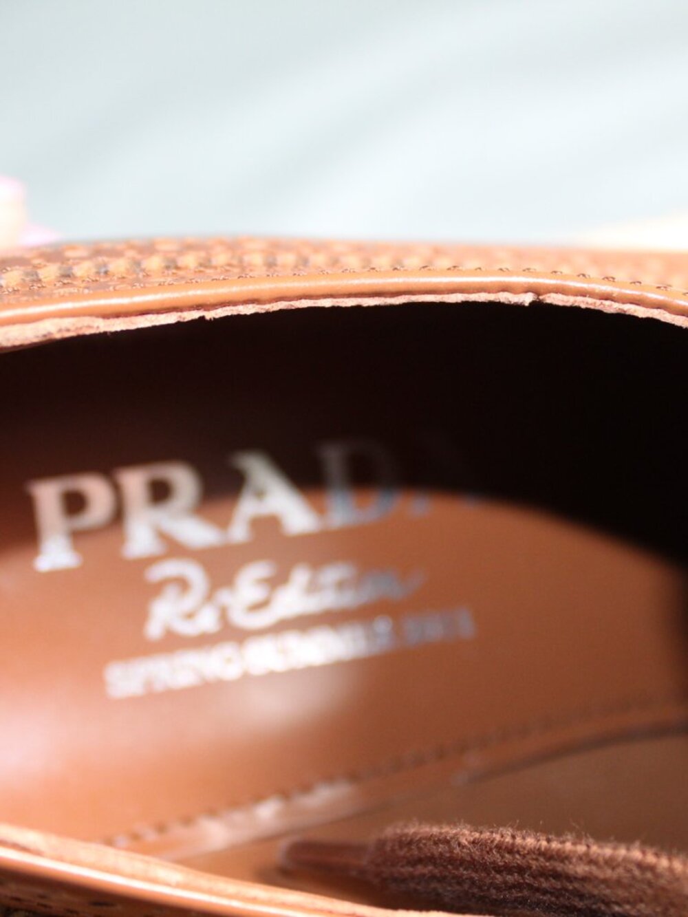 NWB PRADA Re-Edition 2011 Platform Spazzolato Leather Wingtip Oxford Loafer 37.5 - Picture 7 of 8
